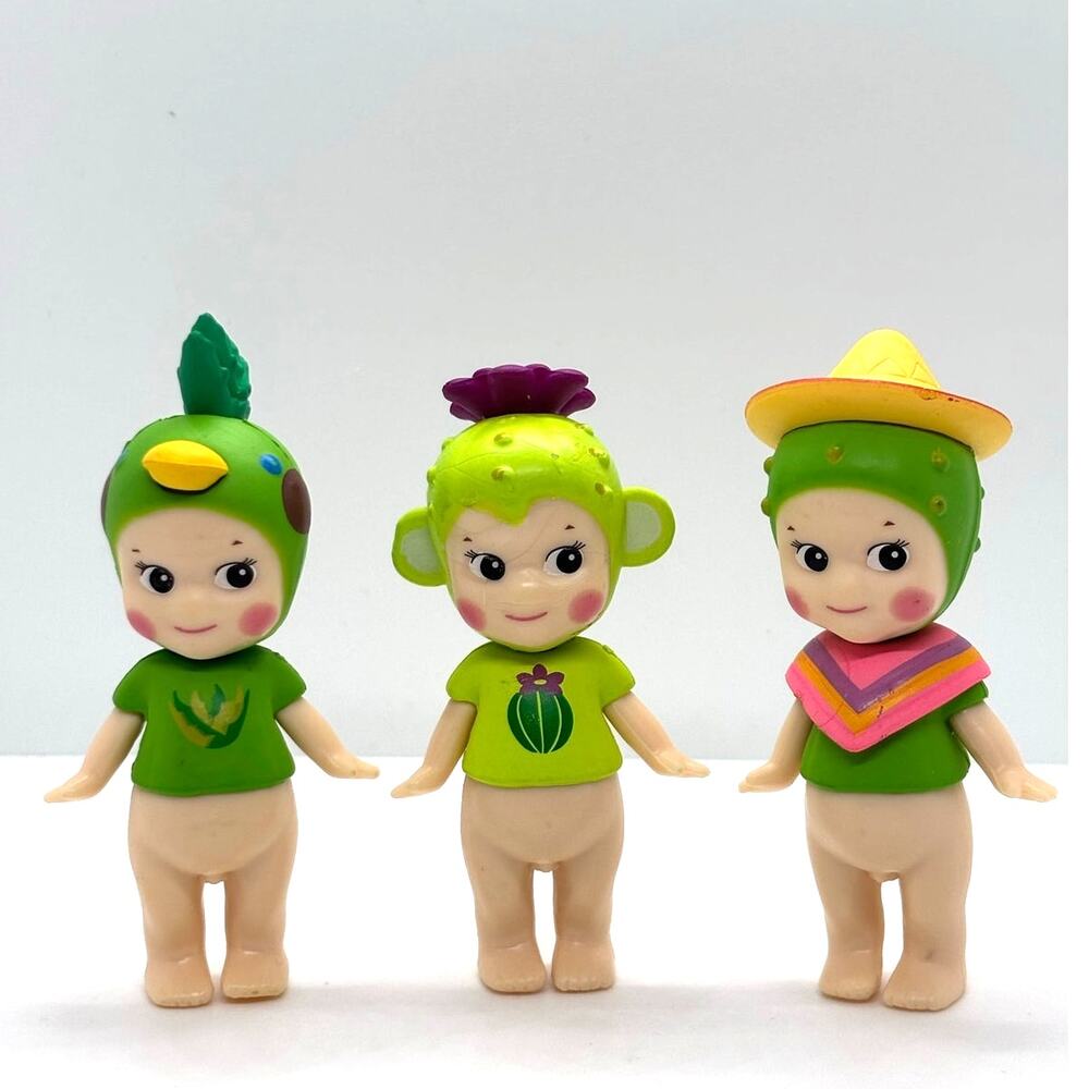 Set of 3 New Unbranded Kewpie/Angel Mini Figures, Cactus Theme, Open Boxes